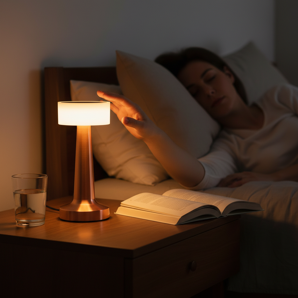 Round metal table lamp