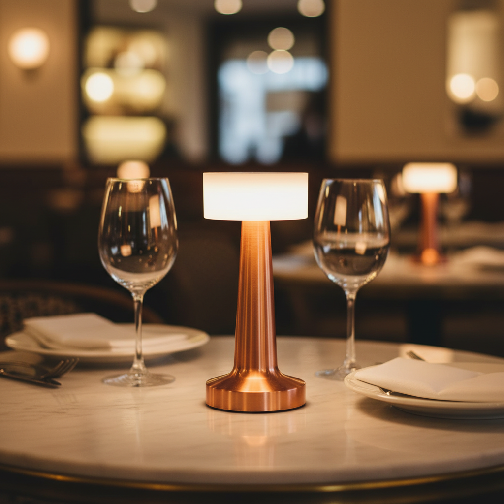 Round metal table lamp