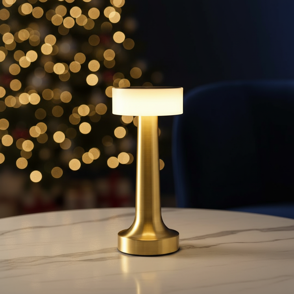Round metal table lamp