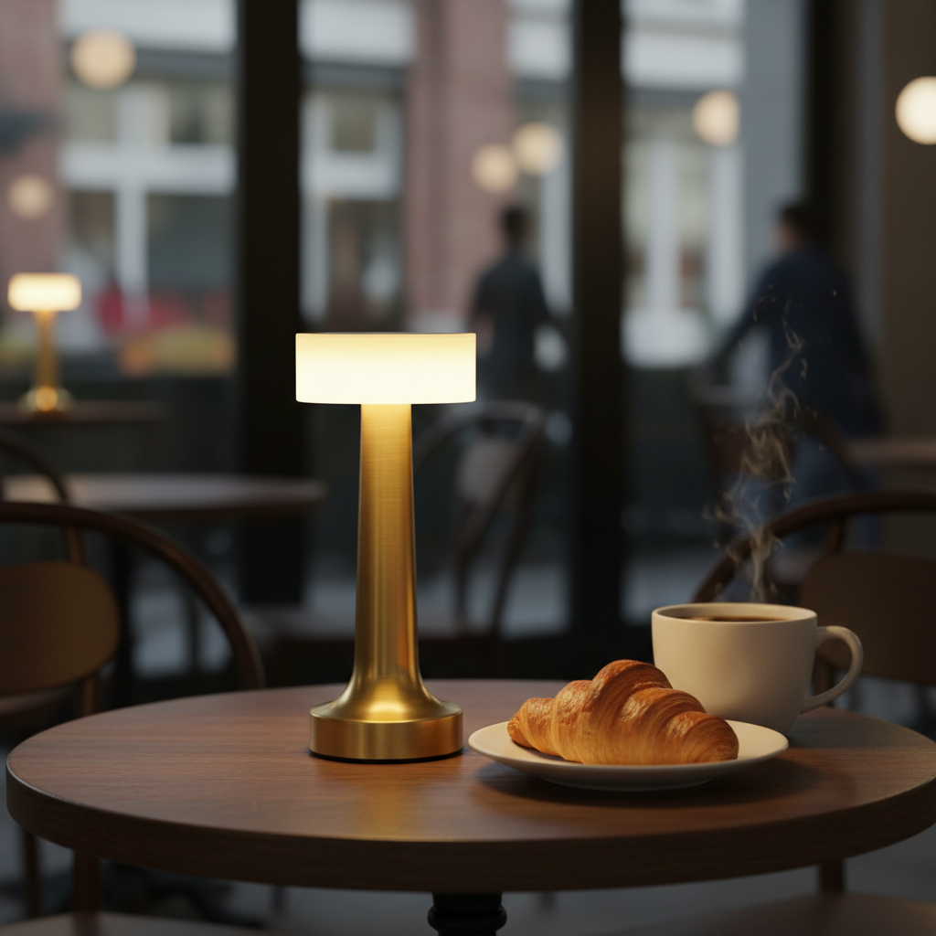 Round metal table lamp