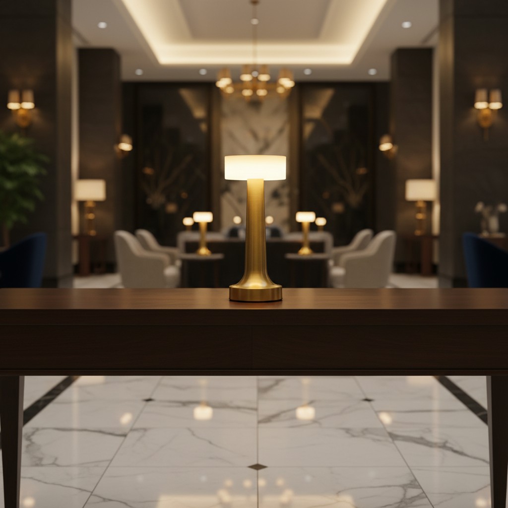 Round metal table lamp