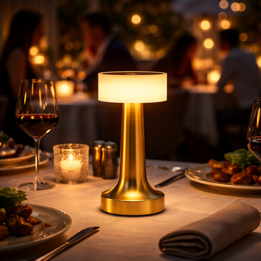 Round metal table lamp