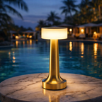 Round metal table lamp