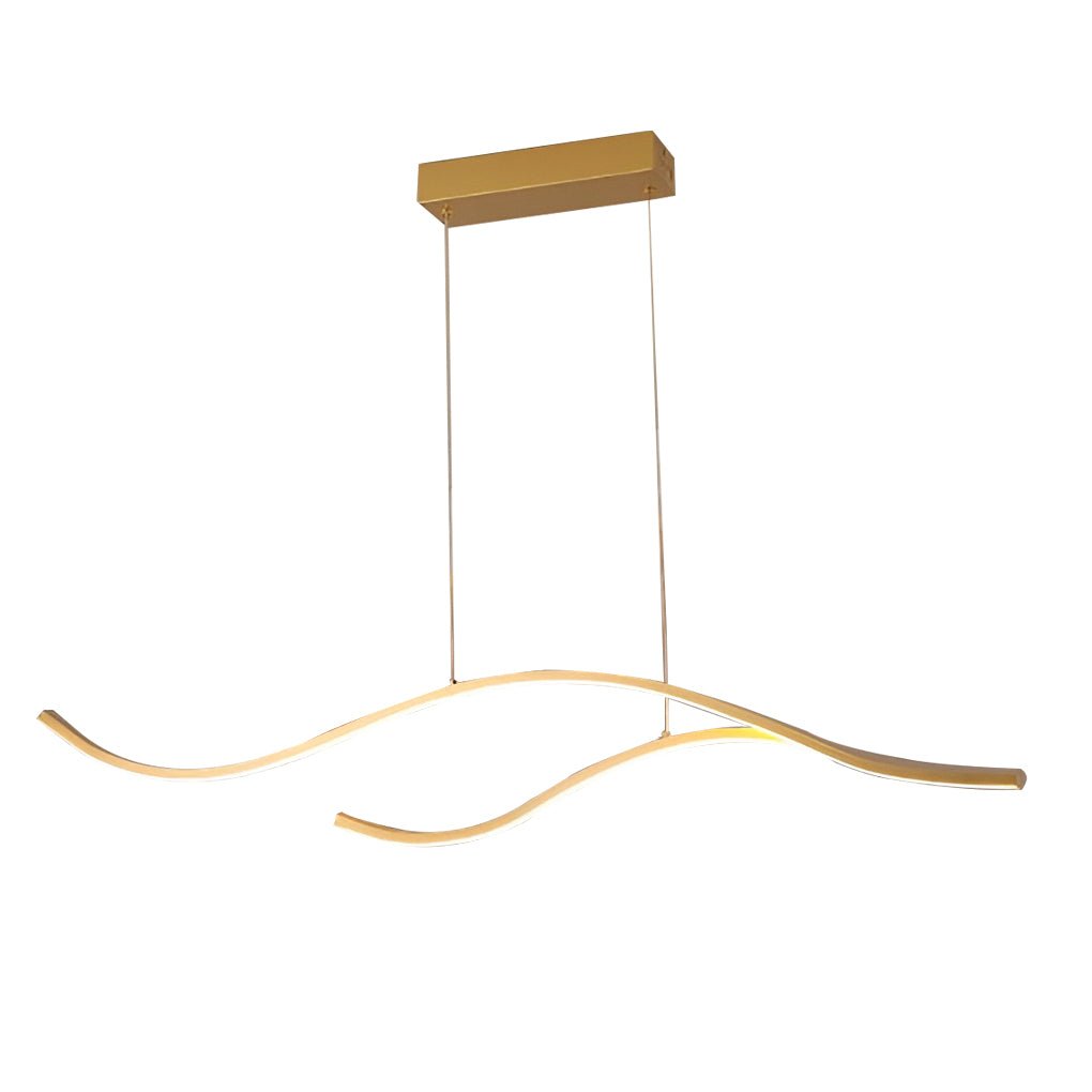 Curved LED pendant light with wave-shaped design