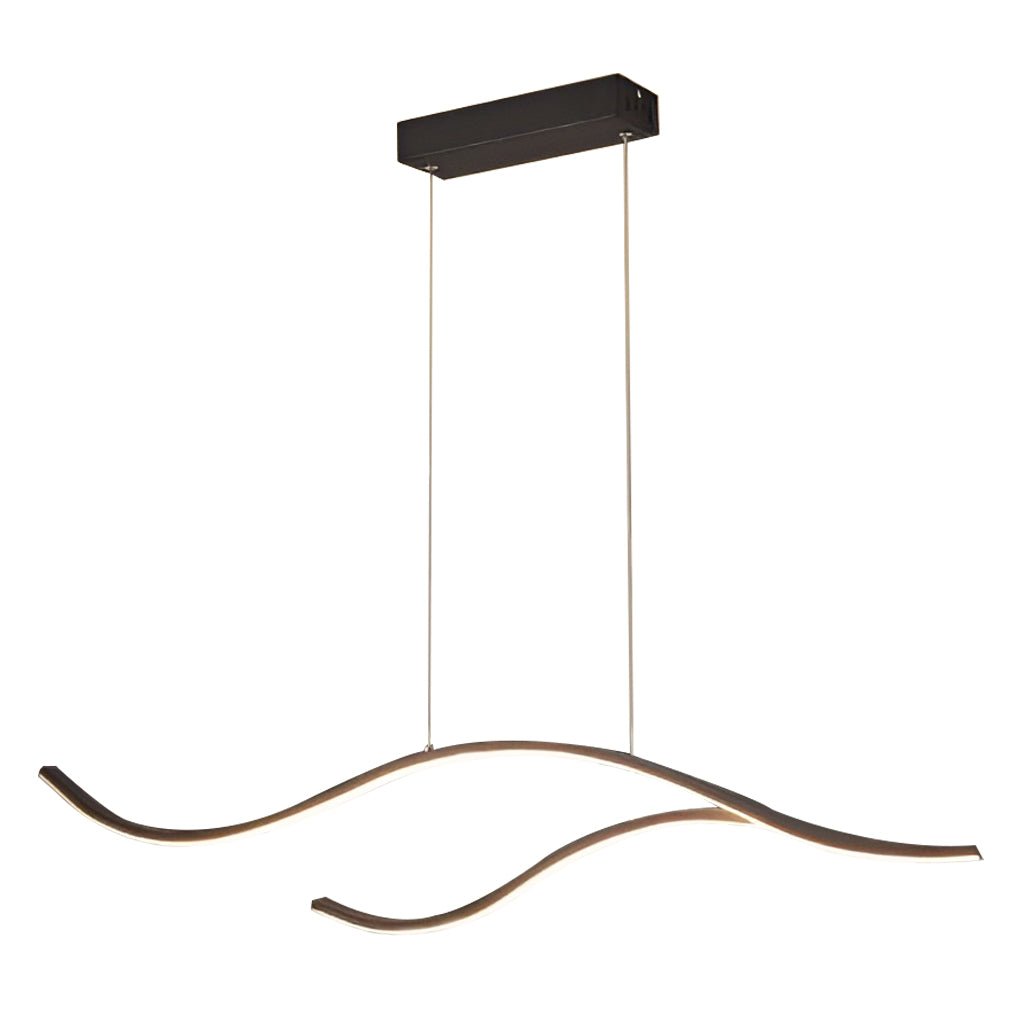 Curved LED pendant light with wave-shaped design