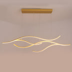 Curved LED pendant light with wave-shaped design
