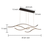 Curved LED pendant light with wave-shaped design