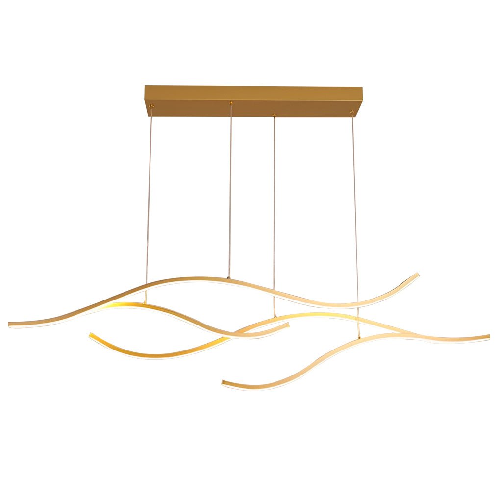 Curved LED pendant light with wave-shaped design