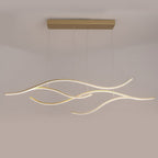 Curved LED pendant light with wave-shaped design