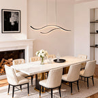 Curved LED pendant light with wave-shaped design