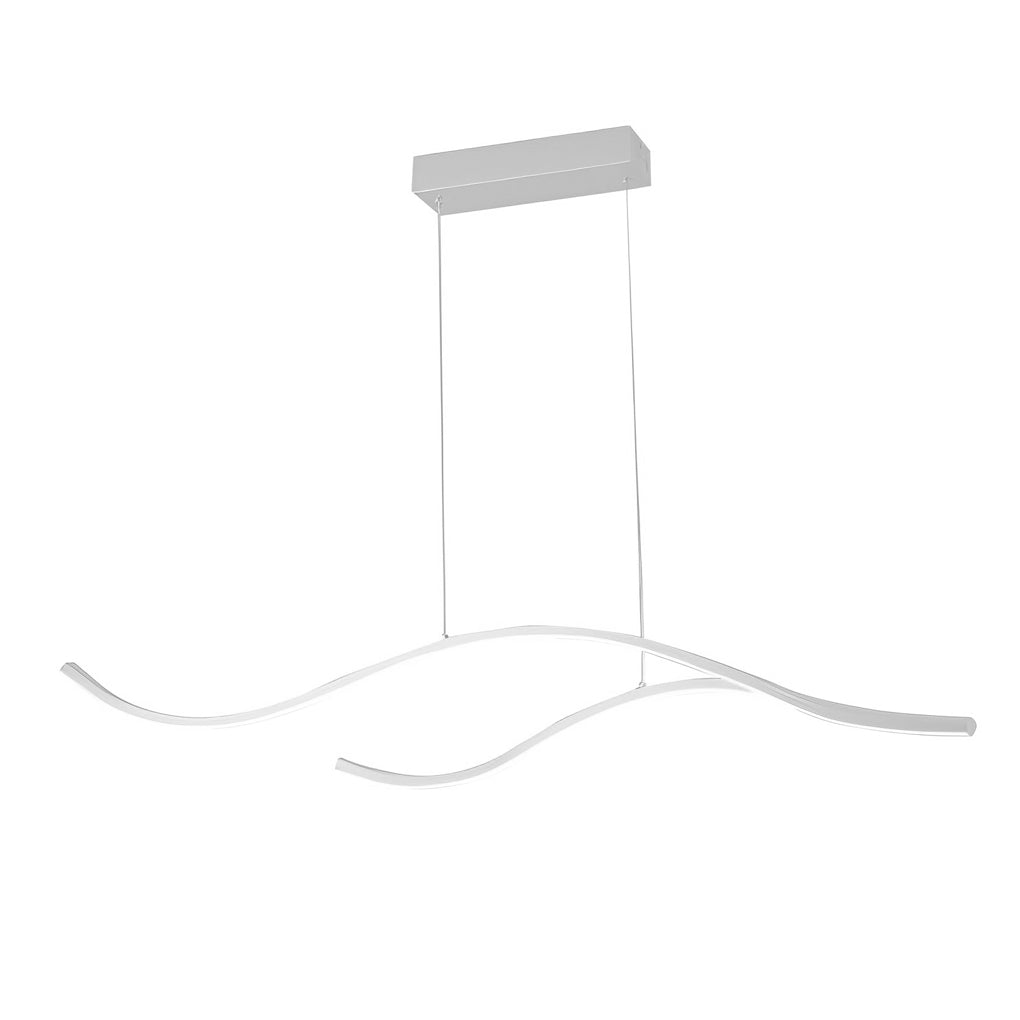 Curved LED pendant light with wave-shaped design