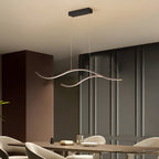 Curved LED pendant light with wave-shaped design