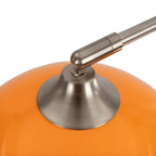 Modern curved metal LED floor lamp with orange dome shade