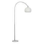 Modern curved metal LED floor lamp with orange dome shade