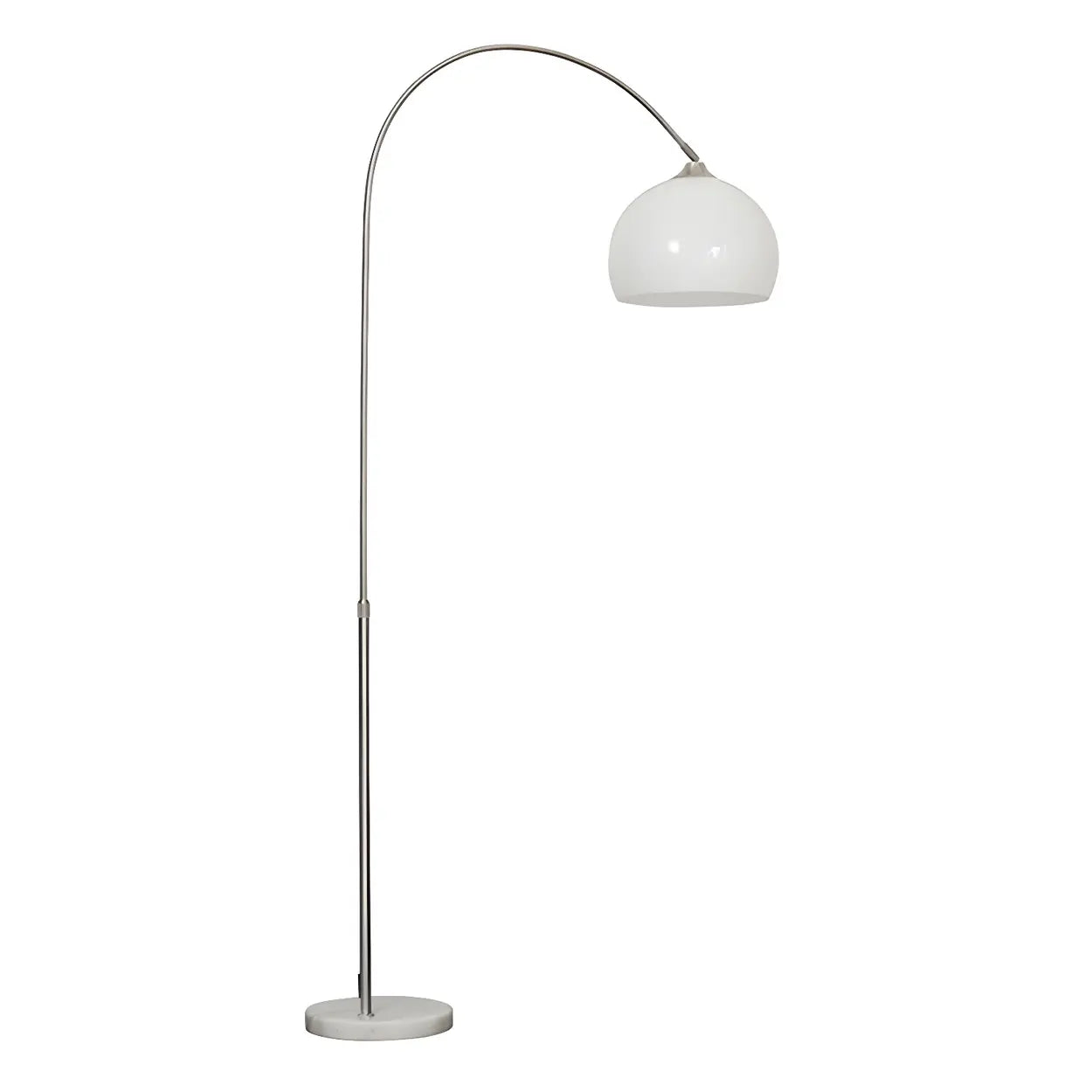 Modern curved metal LED floor lamp with orange dome shade