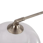 Modern curved metal LED floor lamp with orange dome shade