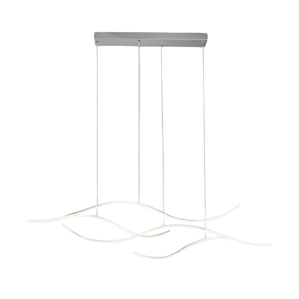 Curved LED pendant light with wave-shaped design