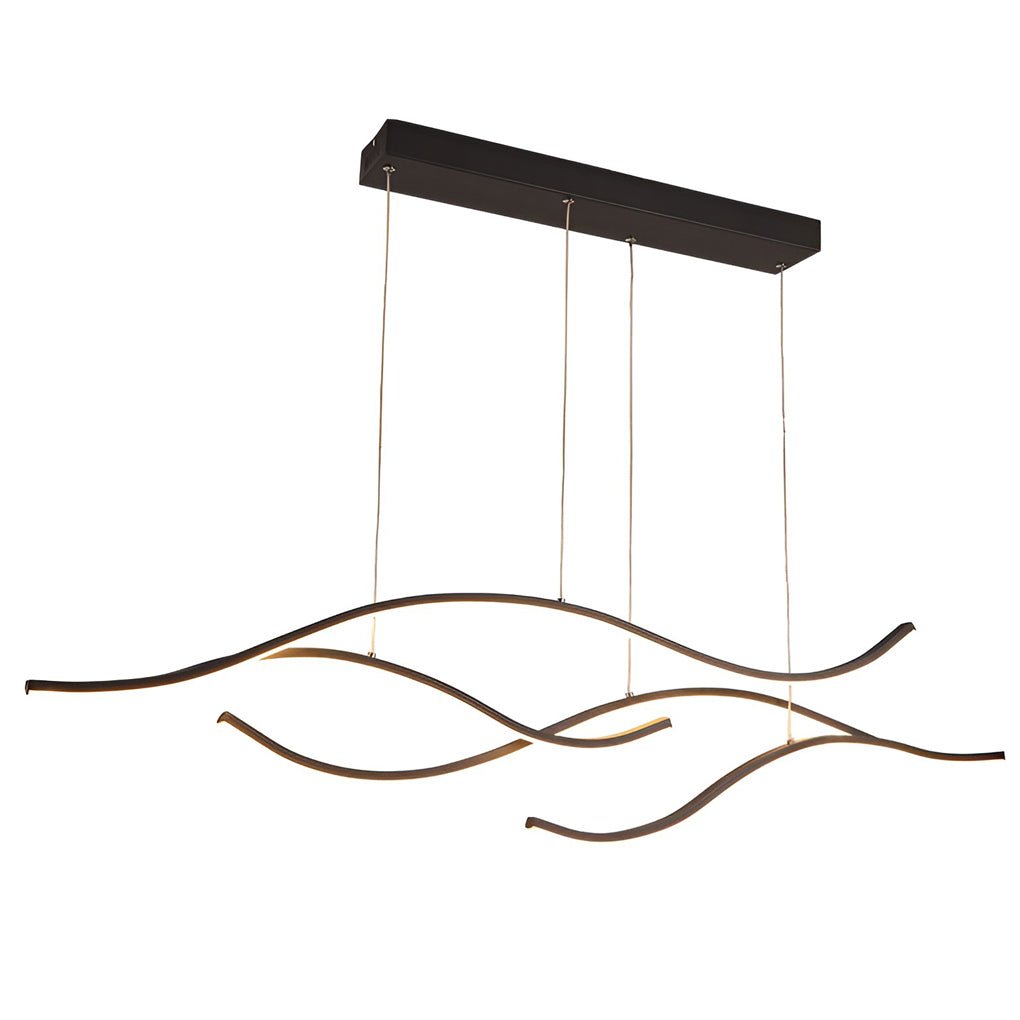 Curved LED pendant light with wave-shaped design
