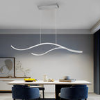 Curved LED pendant light with wave-shaped design