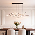 Curved LED pendant light with wave-shaped design