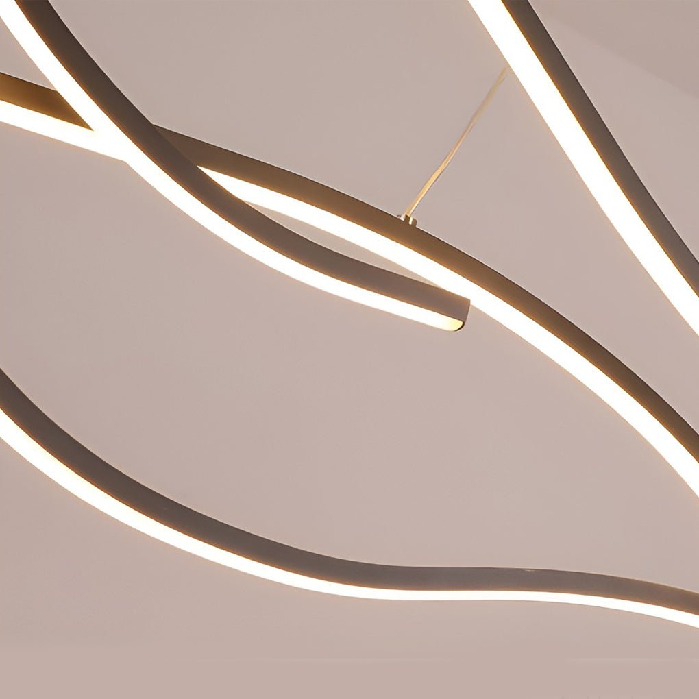 Curved LED pendant light with wave-shaped design